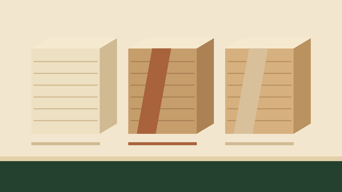 Three finished sample boards side by side showing raw wood, oiled wood and waxed wood