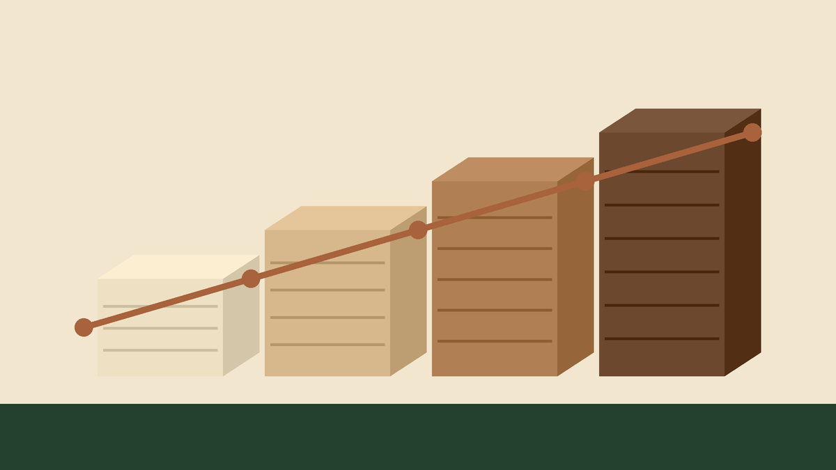 Four wood samples arranged by increasing density, from pale basswood to dark walnut